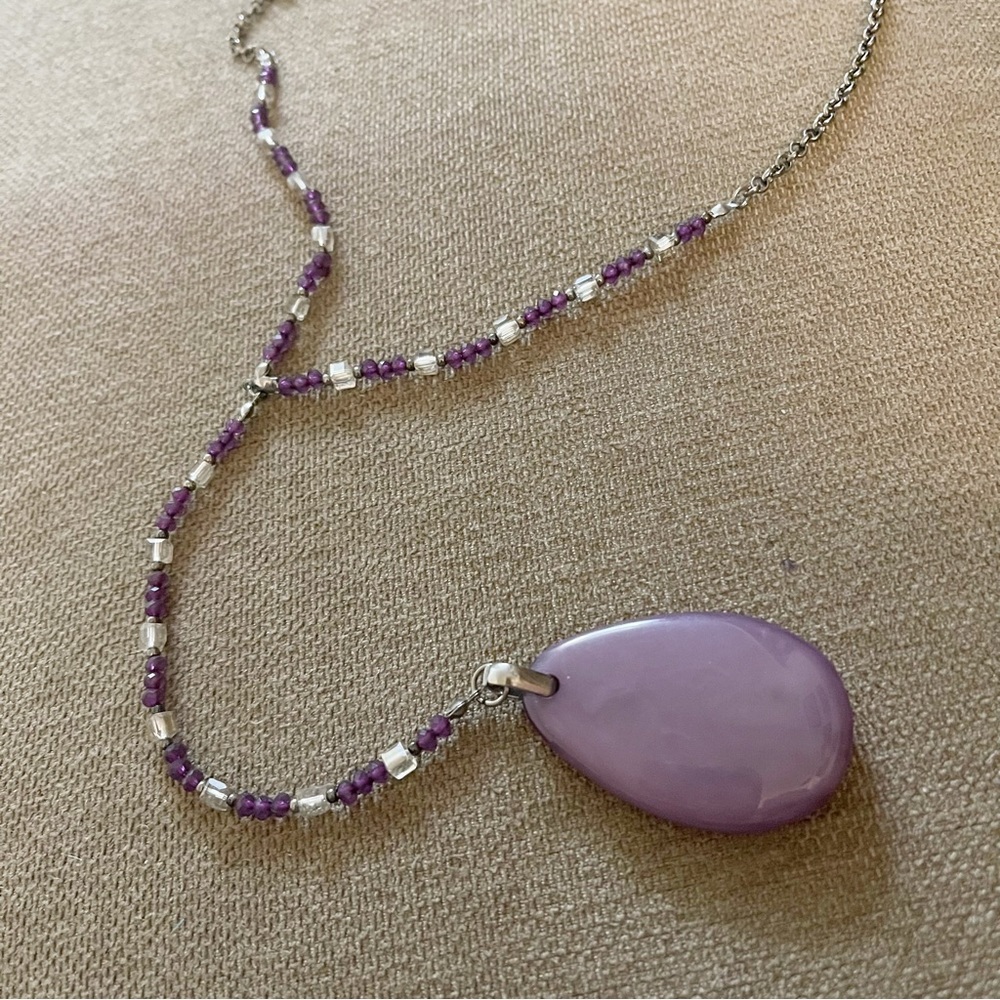 👚Lane Bryant adjustable purple bead and chain necklace